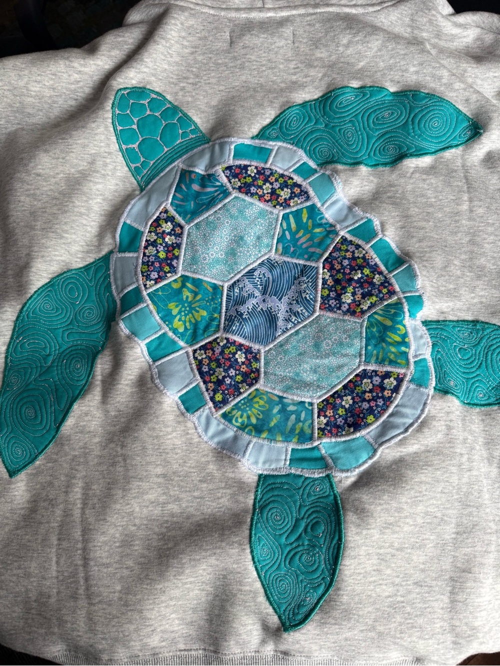 Hand stitched turtle hoodie!!! - Picture 6 of 9